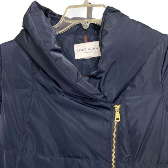 Cole Haan navy blue feather down hooded winter coat size XS - Picture 5 of 14